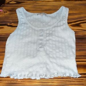 blue button tank top